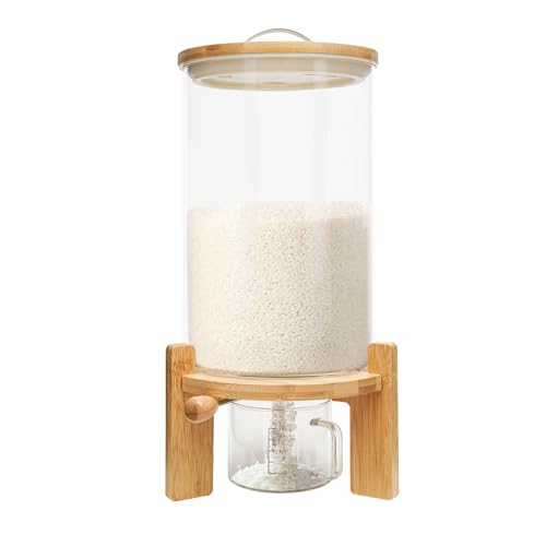 HUOMMGS 7,5L Müslispender 20x30cm Reisspender Vorratstank Große Cereal Dispenser Cornflakes Behälter Mehl Aufbewahrung Glas mit Bambus Decke und Ventil für Reis, Müslis, Cerealien HUOMMGS 7,5L Müslispender 20x30cm Reisspender Vorratstank Große Cereal Dispenser Cornflakes Behälter Mehl Aufbewahrung Glas mit Bambus Decke und Ventil für Reis, Müslis, Cerealien von HUOMMGS