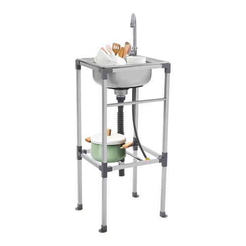 HUOMMGS Gewerbliche Spüle Freistehend Küchenspüle Edelstahl Waschbecken Multifunktional Waschtisch Außenbereich Spülbecken Modern Silber Spüle mit Wasserhahn, Filterkorb für Restaurant HUOMMGS Gewerbliche Spüle Freistehend Küchenspüle Edelstahl Waschbecken Multifunktional Waschtisch Außenbereich Spülbecken Modern Silber Spüle mit Wasserhahn, Filterkorb für Restaurant von HUOMMGS