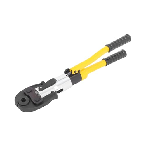 HUOMMGS Hydraulische Crimpzange 10 T Hydraulische Presszange 60mm Manuelle Professionell Kabelschuhzange mit 4 U Formen Matrizen Upgraded Crimpzange für Aluminium Kunststoff Rohre (Gelb) von HUOMMGS