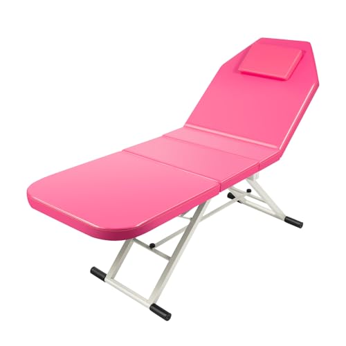 HUOMMGS Kosmetikliege Faltbar Massageliege Bis 250KG Massage Liege Höhenverstellbare Massagebett Portable Massageliegen 180X60cm Massageleuning mit Kissen für Fußmassagesalons, Gesundheitszentren von HUOMMGS