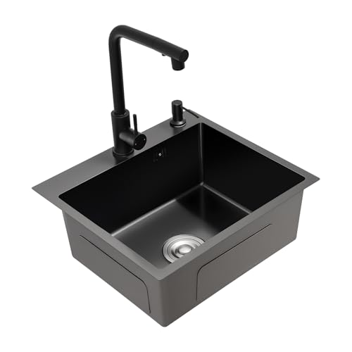 HUOMMGS Küchenspüle Edelstahl Spülbecken Unterbau Hausspüle Upgraded Küchen Spüle 50 x 45cm Spülbecken Arbeitsplatz-Küchenspüle mit Wasserhahn, Abtropfkorb für Haushalten HUOMMGS Küchenspüle Edelstahl Spülbecken Unterbau Hausspüle Upgraded Küchen Spüle 50 x 45cm Spülbecken Arbeitsplatz-Küchenspüle mit Wasserhahn, Abtropfkorb für Haushalten von HUOMMGS