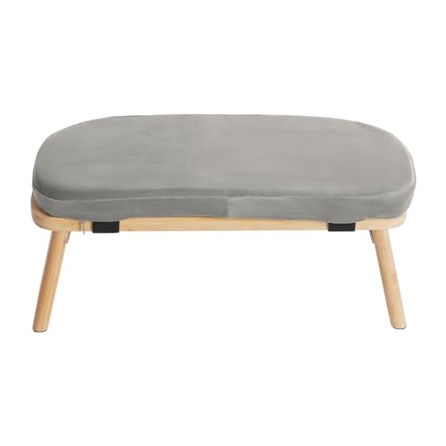 HUOMMGS Meditationsbank Klappbare Meditationshocker Bambus Meditationsstuhl Bis 180KG Meditation Sbank mit rutschfeste Matte Ergonomische Kniehocker Kniebank für Lotus und Schneidersitz (Grau) von HUOMMGS