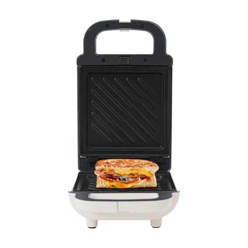 HUOMMGS Sandwichtoaster 650W Sandwichmaker Antihaftbeschichtete Sandwich Maker 14 x 14cm Waffeleisen mit 4 Backbleche Schreibtisch Waffelbackgerät Sandwich Toaster für Büros, Wohnmobilen von HUOMMGS