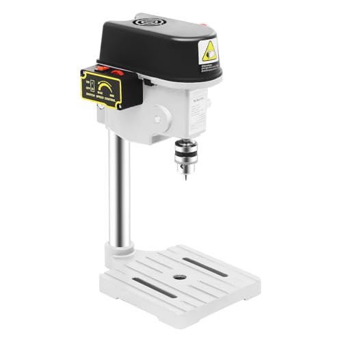 HUOMMGS Tischbohrmaschine 340W Säulenbohrmaschine mit 3 Stufen 25mm Max Bohrtiefe Tischbohrmaschinen Tragbare Ständerbohrmaschine mit 1-10mm Spannzangen Durchmesser Standbohrmaschine für Holz von HUOMMGS