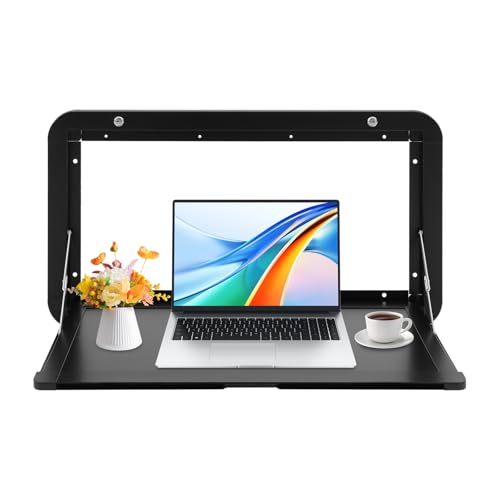 HUOMMGS Wohnmobiltische Wandklapptisch für Wohnmobile Wandmontage Klapptisch Hängender Picknicktisch 80 x 45cm Wohnwagentisch Bis 25KG Faltbarer Wohnmobiltische mit 2 Schlüssel für MPVs (Schwarz) von HUOMMGS