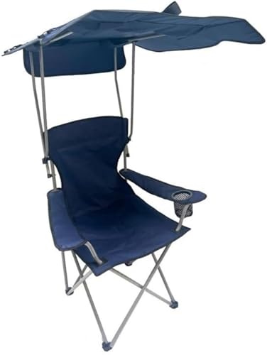 HURDCAT Klappbarer Campingstuhl, Klappbarer Strandstuhl mit Sonnendach, Tragbarer Outdoor-Stuhl mit Armlehnen, Stuhlschirm for Strand, Camping, Angeln und Sport(Blue) von HURDCAT
