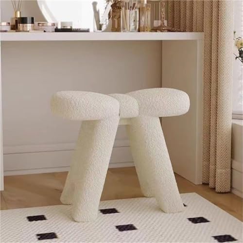 HURDCAT Kreativer Schmetterlingshocker, künstlerischer moderner Schminkstuhl mit Kissen, Sitzfläche aus weißem Kunstleder, 33 cm hoch, 52" T x 48" B x 33" H, kein Zusammenbau erforderlich von HURDCAT