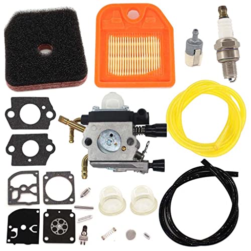 HURI Vergaser mit Dichtung Reparatursatz Luftfilter Benzinfilter Benzinschlauch Zündkerze für Stihl HS81 HS81R HS81RC HS81T HS86 HS86R HS86T Heckenschere Teil Ersetzt 4237 120 0606 ZAMA C1Q-S225 von HURI