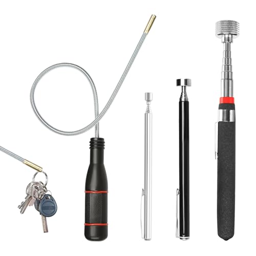 4 Stück Magnetstab Teleskop, 1.5LB/5LB/10LB Teleskop Magnet 550mm Flexibler Magnetheber Magnetstabgreifer,Teleskopmagnet Stabmagnet Extra Stark für Aufnehmen von kleinen Teilen Autoteilen von HURODZ