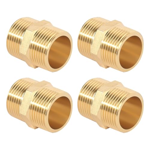 Doppelnippel 3/4 Zoll Messing Außengewinde, 4 Stück Messing Doppelnippel mit Sechskant, Robust und Rostfrei Gewindefitting Doppel Nippel für Trinkwasser Geeignet Doppelnippel 3/4 Zoll Messing Außengewinde, 4 Stück Messing Doppelnippel mit Sechskant, Robust und Rostfrei Gewindefitting Doppel Nippel für Trinkwasser Geeignet von HURODZ