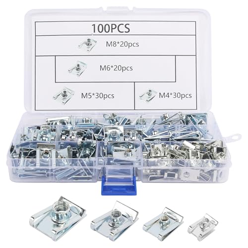 Gewinde Clip Mutter Set, M4 M5 M6 M8 100 Stück Blechmutter, Edelstahl Gewinde Clip Mutter Set Schnappmutter Set Blechmuttern Sortiment mit Aufbewahrungsbox für Auto Karosserieschrauben Muttern Gewinde Clip Mutter Set, M4 M5 M6 M8 100 Stück Blechmutter, Edelstahl Gewinde Clip Mutter Set Schnappmutter Set Blechmuttern Sortiment mit Aufbewahrungsbox für Auto Karosserieschrauben Muttern von HURODZ