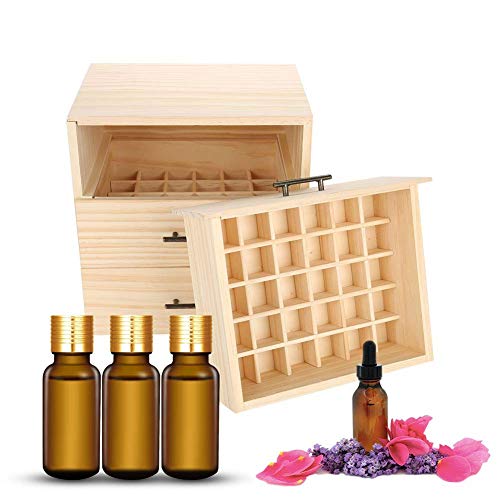 HURRISE Ätherische Öle Aufbewahrungsbehälter aus Holz Mit 90 Löcher,Ätherisches Öl Organisator Box,Großer Aufbewahrungsbox für Aromaöle ätherische öle Nagellack Liquidflaschen Parfüme von HURRISE