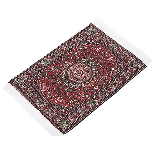 HURRISE Mini Möbel für Dollhouse, 1:12 Puppenhaus Gewebter Teppich Miniatur Teppich Puppenhaus Accessoires Dollhouse Rug House Dekoration Geschenkzubehör (roter Satin) von HURRISE