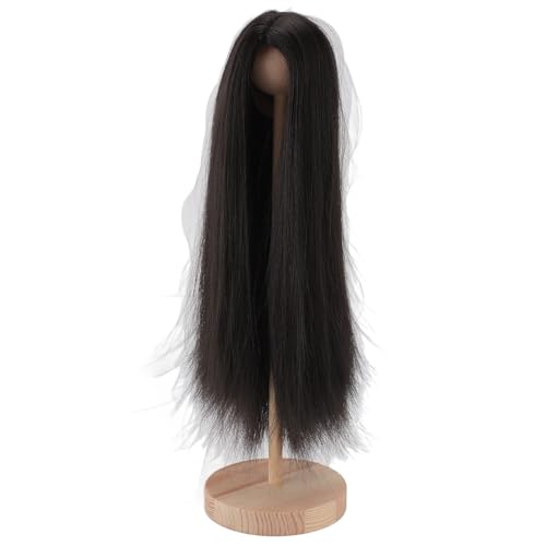 HURRISE Puppenperücke, 1/4 Langes Gerade Haarersatzpuppenperücke Baby Perücken für Mädchen Infant Puppen Haar DIY Trimmbare Weiche Hochtemperatur Seidenkugelgelenk Puppenperücke für 7 Bis 8 Zoll von HURRISE