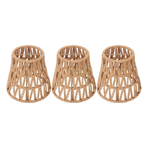 HURRISE Rattan -Lampenschatten, Bohemian Style Wicker Lampen Schatten überbackener Lampen Schatten E14 Kerze Kronleuchter für Tischstehllampen von HURRISE