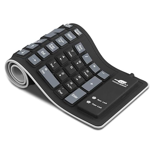 HURRISE Rollbares Silikon -Tastatur, Stilles klick, Tragbar für Reisebüros, USB -Kabel -Klapptastatur für Laptop -PC -Notebook HURRISE Rollbares Silikon -Tastatur, Stilles klick, Tragbar für Reisebüros, USB -Kabel -Klapptastatur für Laptop -PC -Notebook von HURRISE