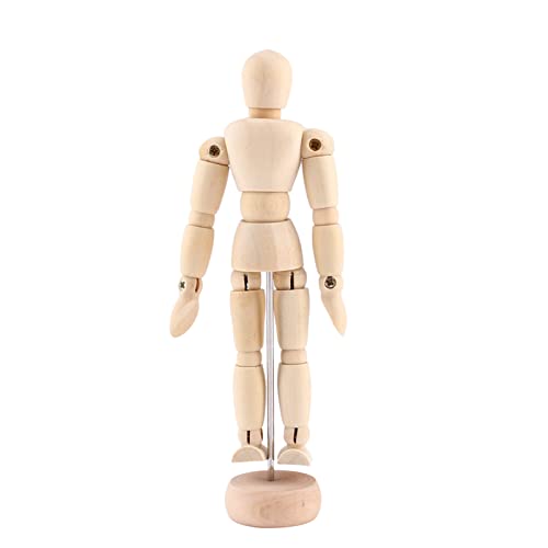 HURRISE Schaufensterpupplung, 4,5 -Zoll -artikulierte Holzfigur Holzkünstler Manikin Modell mit Runder Basis, Zeichnen der Referenzpuppe für Kunstklassen, Animation und Dekoration von HURRISE