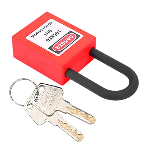 HURRISE Sicherheitsvorhängeschockset, 38mm Lock -Out -Tag Out Vorhängeschloss Lockout Tagout Kit Isolation Sicherheitsschloss für Baustellen (Rot) von HURRISE