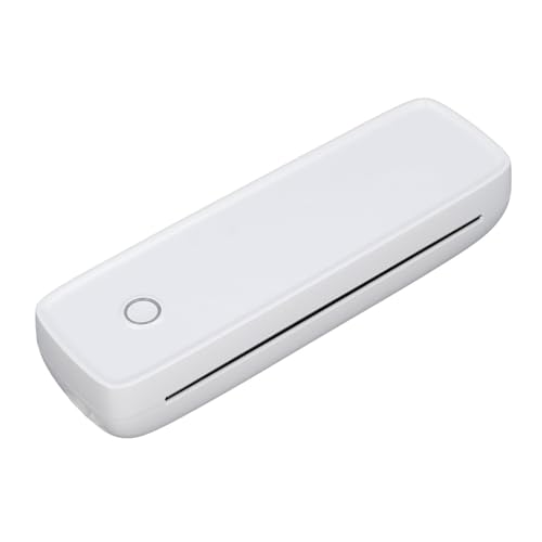 HURRISE Tragbarer Thermodrucker, ABS-Gehäuse, Tintenlos, 2600-mAh-Akku, für Büro-Reisestudien (White) von HURRISE