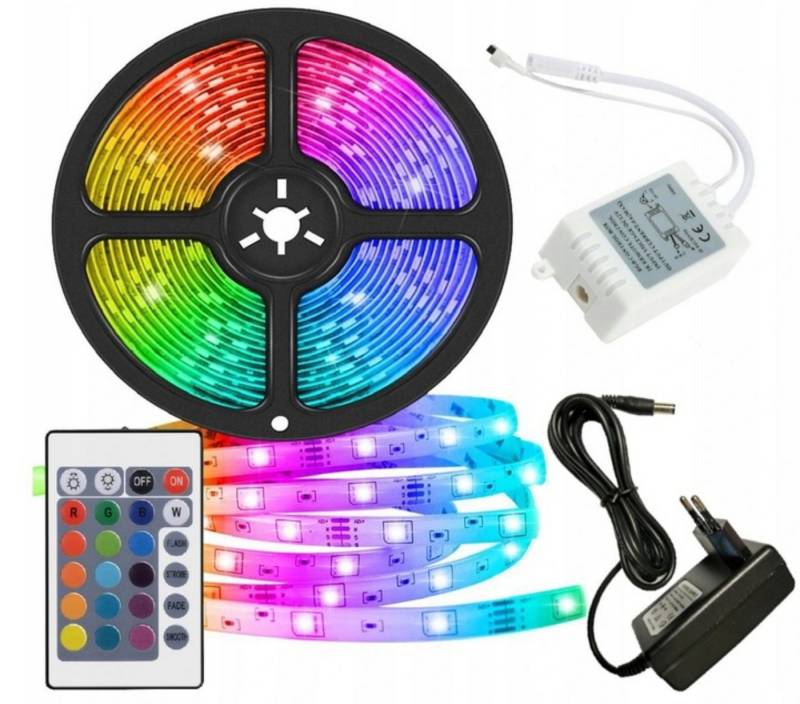 HURTNET LED Stripe RGB LED-Streifen Set 5 m IP67 wasserdicht mit Fernbedienung, IP67 LED-Streifen für Feuchträume & Outdoor geeignet von HURTNET