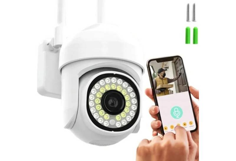 HURTNET Überwachungskamera WLAN Outdoor Überwachungskamera Full HD 1080p IP65 wetterfest mit Zoom (Außenbereich, Überwachungskamera-Set mit Zubehör, Kamera mit Zubehör und Netzteil, WLAN-Kamera mit Schwenk-, Zoom- und Nachtsichtfunktion) von HURTNET
