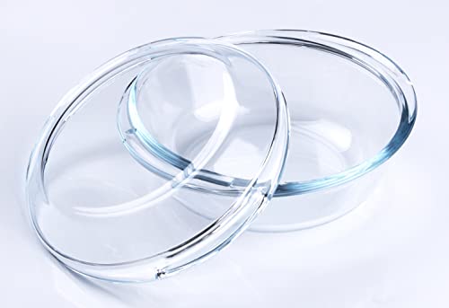 HUSANMP Rund Auflaufform aus Gehärtetem Glas set, 0,5L Glas Backform mit Deckel für Backofen, Gefrierschrank und spülmaschinenfest von HUSANMP