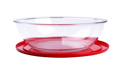HUSANMP Runde Glas-Rührschüssel mit Deckel, 4,5 l, Salatschüsseln aus Glas mit BPA-freiem Deckel, ofen-, mikrowellen- und spülmaschinenfest, B2174 von HUSANMP