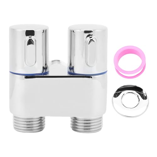 HUSHUI 1 In 2 Out Double Control Ventil, G1/2 Männliches Gewinde -Metall -Winkelventil für Bad Toilettenbidet -Balkon, Verbesserung der Effizienz der Wassernutzung (Elektropliert) von HUSHUI