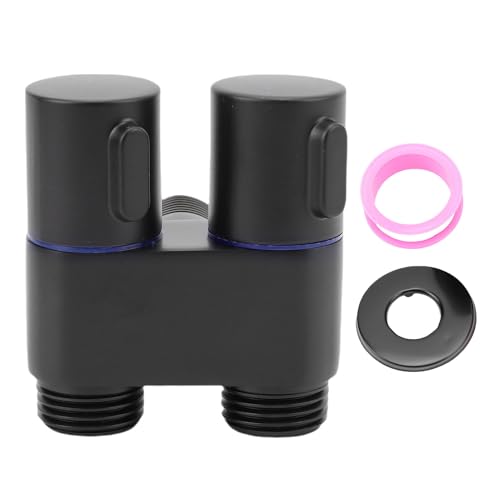 HUSHUI 1 In 2 Out Double Control Ventil, G1/2 Männliches Gewinde -Metall -Winkelventil für Bad Toilettenbidet -Balkon, Verbesserung der Effizienz der Wassernutzung (Schwarz) von HUSHUI