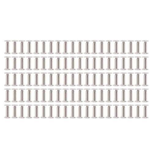 HUSHUI 100 Sets Nietsnieterbefestigungselement, Edelstahl M2.5 Flacher Runde Kopfnietschraube mit Sicherem Ansatz für DIY -Lederfahrzeuge (3,5 * 10 * 7 mm) von HUSHUI