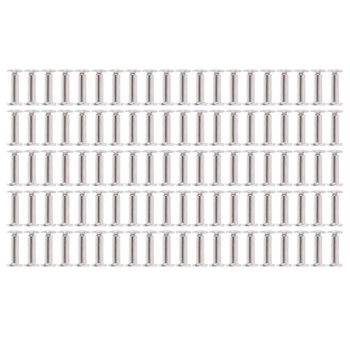 HUSHUI 100 Sets Nietsnieterbefestigungselement, Edelstahl M2.5 Flacher Runde Kopfnietschraube mit Sicherem Ansatz für DIY -Lederfahrzeuge (3,5 * 12 * 7mm) von HUSHUI
