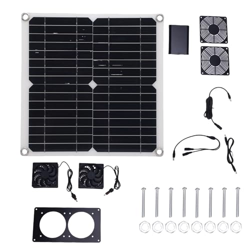 HUSHUI 12W 18V Solar Angetriebener Dual -Ableitungs -Lüfter -Kit 43.4cfm Solar Panel Lüfter für Hühnerkoops Gewächshäuser Schuppen Tierhäuser von HUSHUI