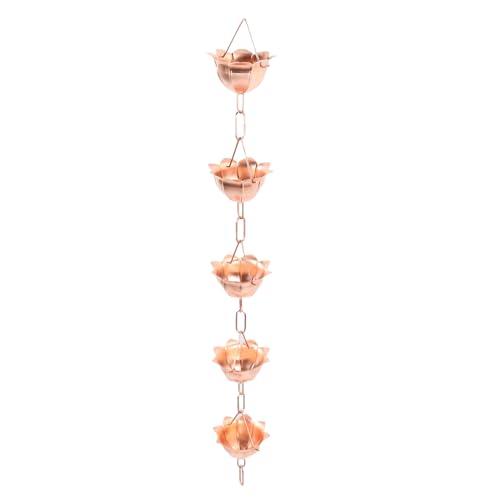 HUSHUI 1m Hängende Regenkette Kupfer Elegante Wetterfeste Regenfängerkette für Gartengarten Tempel (Blütenform) von HUSHUI