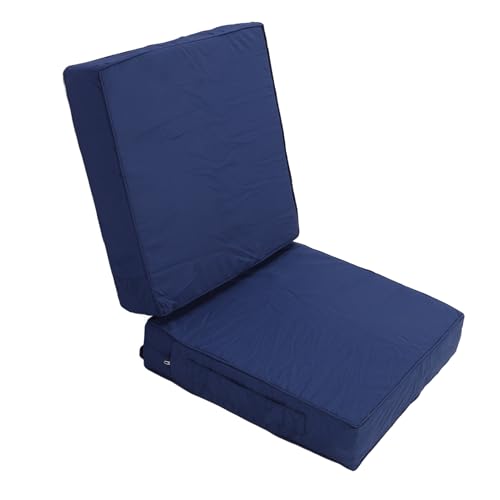 HUSHUI 2pcs Patio Stuhlpolster 18.9 X 18.9x3.94in Outdoor -Kissen für Terrassenmöbel Gartensofa Couch Pads mit Griffbändern Waschbarer Abdeckungsquadrat (Marineblau) von HUSHUI