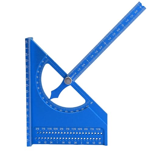 HUSHUI 3D-Holzbearbeitungswinkel Lineal Halbe Runde Dreieckige Herrscher Multi-Winkel Messung Quadratischer Protraktor 0-180 Grad Einstellbar (Blau) von HUSHUI