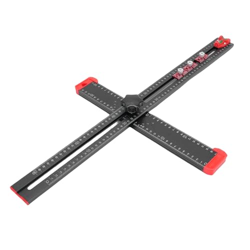 HUSHUI 4 in 1 Bohrpositionierungslineer 60 Cm Einstellbares Multi -Winkel -T -Quadrat mit 3 Schiebereglern für die Holzbearbeitungsinstallation Schwarz von HUSHUI