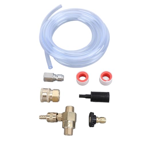 HUSHUI 4000PSI Hochdruckreiniger-Chemikalien-Injektor-Kit mit 3/8-Zoll-Anschluss, Verstellbarem Ventil, Schwarzer Düse und 9,8-Fuß-Schlauchset Effiziente Reinigung von HUSHUI