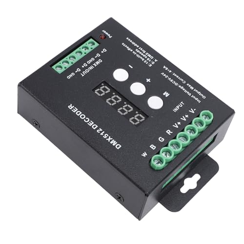HUSHUI 4Ch -Decoder, LED RGBW DMX512 Controller Digitales Display mit 15 Beleuchtungseffekten für das Bühnenbeleuchtungsmodul, Kunststoffmaterial von HUSHUI