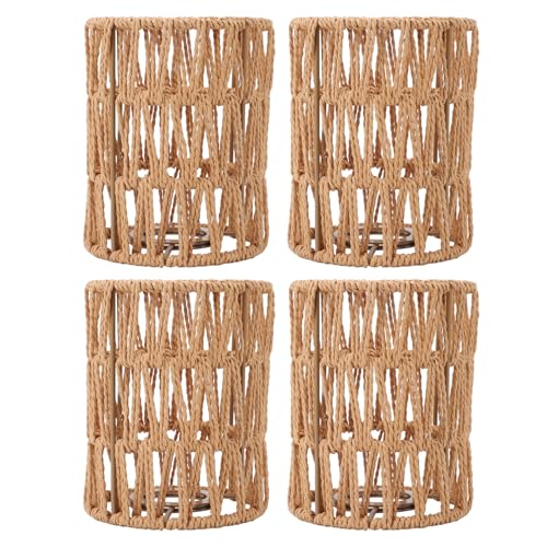 HUSHUI 4pcs Retro Lampenschatten, Handgewebte Imitation Rattan -Lampenschatten mit Eisenmetallrahmen für Kronleuchter Tischlampen Stößen Lampen Wandlampen HUSHUI 4pcs Retro Lampenschatten, Handgewebte Imitation Rattan -Lampenschatten mit Eisenmetallrahmen für Kronleuchter Tischlampen Stößen Lampen Wandlampen von HUSHUI