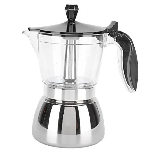 HUSHUI 6 Tassen Edelstahlkaffeekanne, Italienische Achteckige Kaffee -Kaffee -Moka -Topf, Haushaltskaffeekanne mit Hitzebeständigem Griff von HUSHUI