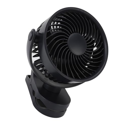 HUSHUI Auf Lüfter USB Wieder Aufladbar Ruhiger 360 ° Rotatierbarer Kleiner Lüfter mit Dem Täglichen Gebrauch Strandcamping (Schwarz) von HUSHUI