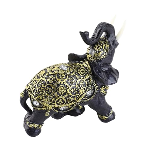 HUSHUI Elefant Figur, Blaues Harz Lucky Elephant Statue für Home Office Decor, mit Zeremoniellen Kleidung für Wohlstand Glück Hauswarming (M 300 ml 6,8x9.3cm / 2,7x3.7in) von HUSHUI
