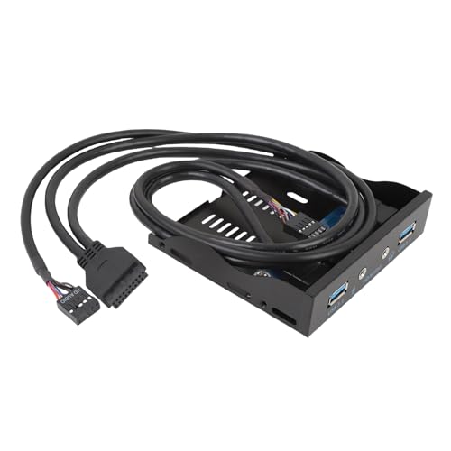 HUSHUI Floppy Drive Frontplatte USB 3.0 Frontplatte Hub 3,5 Zoll 19 Pin Bis USB3.0 HD Sound Interface Panel für Computerhüllen (Schwarz) von HUSHUI