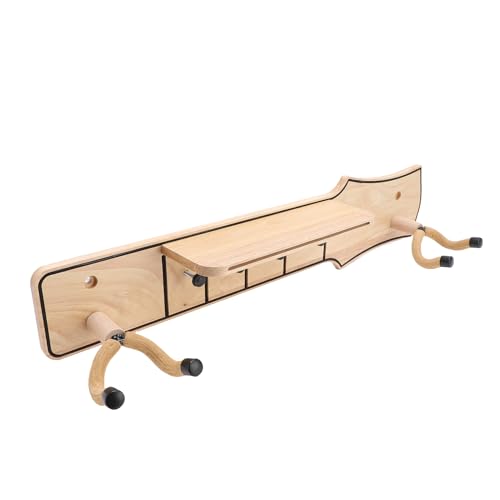 HUSHUI Gitarrenwandhalterung mit Rotbarem Hakenregal Pickehalter Holz Gitarrenhügel Ständer Rack T127 für Akustischen Elektrobass von HUSHUI