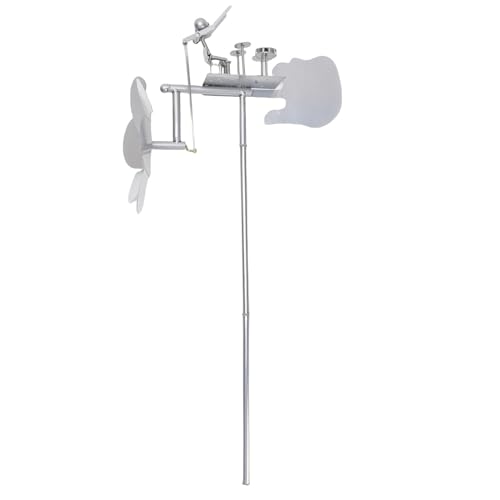 HUSHUI Handgefertigter Schlagzeuger Windmil Einzigartiger Vintage Industrieästhetik Metall Wind Spinner für Patio Lawn Garden Terrace (Silber) von HUSHUI