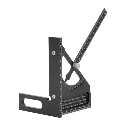 HUSHUI Holzbearbeitung Halbkreisförmiger Zeigerwinkel Quadratmetrische Aluminiumlegierung Carpenter -Proteraktor 3D Einstellbarer Multifunktionaler Lineal (Schwarz) von HUSHUI