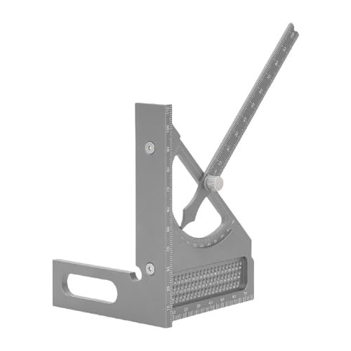 HUSHUI Holzbearbeitung Halbkreisförmiger Zeigerwinkel Quadratmetrische Aluminiumlegierung Carpenter -Proteraktor 3D Einstellbarer Multifunktionaler Lineal (Silbergrau) von HUSHUI