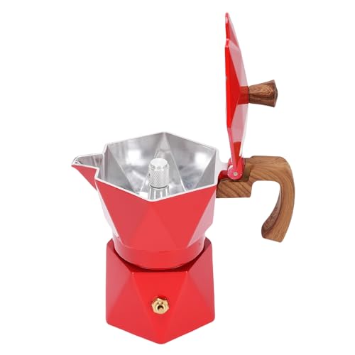 HUSHUI Italienische Kaffeemaschine Aluminium Dual Ventil 2 Tasse 3D Kaffeemaschine Topf für Kubanisches Café Brewing Home Camping (Rot) von HUSHUI
