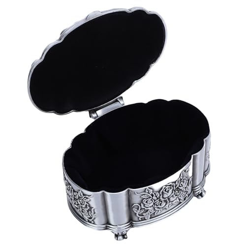 HUSHUI Juwely Storage Box Oval Form Rosenmuster Vintage Metall Organizer für Ringe Ohrringe Armbänder Halsketten Schmuckstücke HUSHUI Juwely Storage Box Oval Form Rosenmuster Vintage Metall Organizer für Ringe Ohrringe Armbänder Halsketten Schmuckstücke von HUSHUI