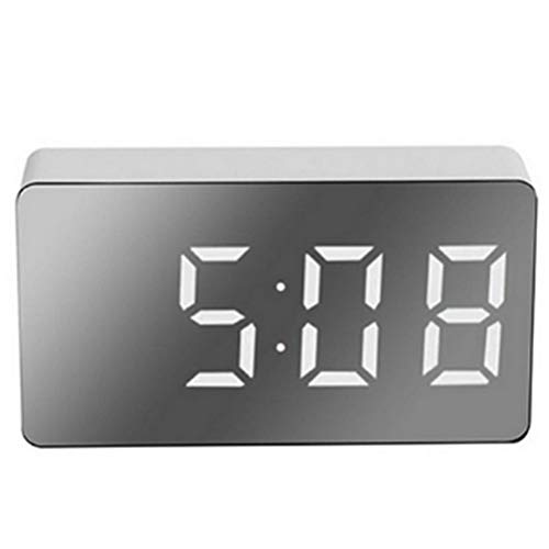HUSHUI LED Spiegel Wecker, Digitaler Wecker Multifunktionaler Mini Elektronischer Wecker Schlafzimmer Wohnzimmer Büro von HUSHUI